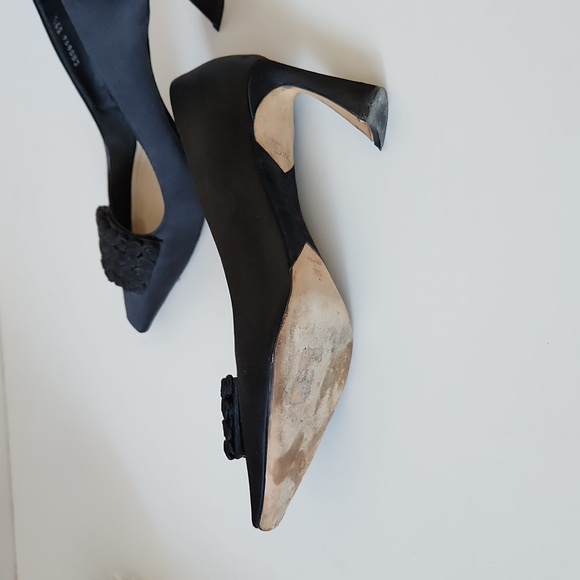 CHRISTIAN DIOR | Rosette heels black satin sz 39.5 - Picture 5 of 8